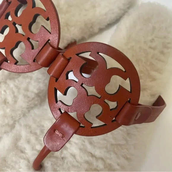 Tory Burch Shearling Miller Calf Leather Sandals In Desert Spice Size 8 - Picture 3 of 8